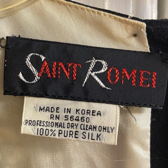 Saint Romei Vintage 80s‎ Floral Silk Midi Dress Large - Picture 8 of 8